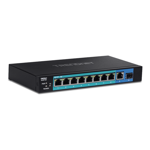 Retelistica - Switch 8 porturi Gigabit PoE+ 58W, 1 port Gigabit, 1 port SFP - TRENDnet TE-GP102