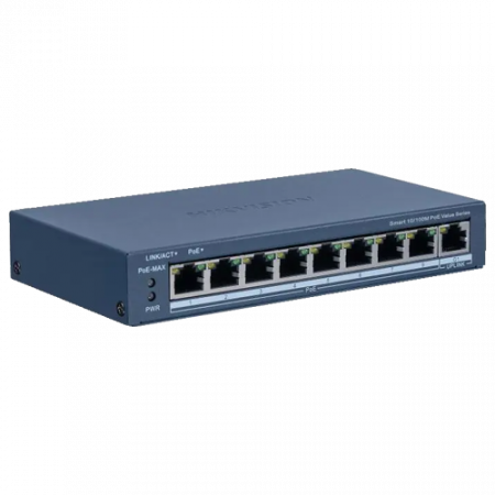 Switch-uri PoE - Switch 8 porturi PoE, 1 port uplink RJ45, Management - HIKVISION DS-3E1309P-EI-M