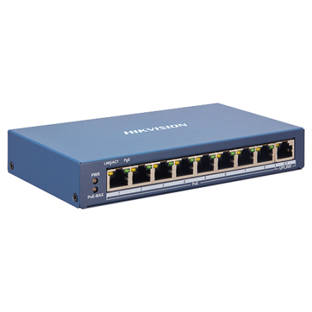 Switch-uri PoE - Switch 8 porturi PoE, 1 port uplink RJ45, SMART Management - HIKVISION DS-3E1309P-EI