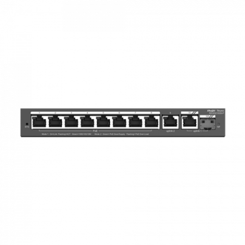 Switch-uri PoE - Switch 8 porturi PoE+, 2 porturi GE, 1 port SFP, Gigabit, Cloud Management - Ruijie RG-ES210GS-P