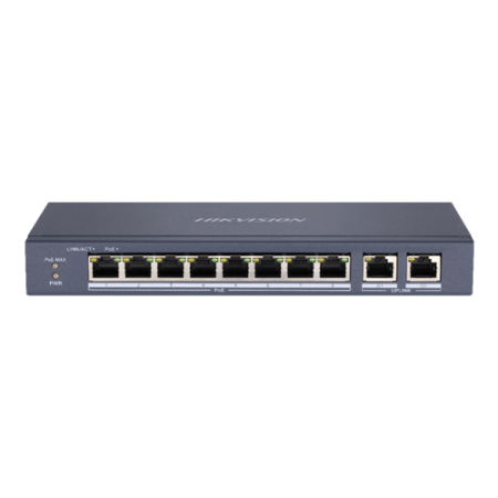 Switch-uri PoE - Switch 8 porturi PoE, 2 porturi uplink RJ45 Gigabit - HIKVISION DS-3E0310P-E-M