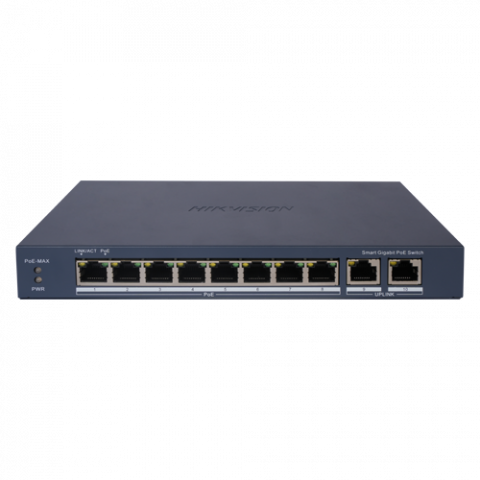 Switch-uri PoE - Switch 8 porturi PoE Gigabit, 2 porturi Gigabit, Smart Management - HIKVISION DS-3E1510P-EI