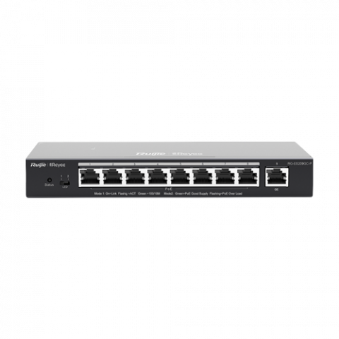 Retelistica - Switch 8 porturi PoE+ RJ45 Gigabit, 1 port uplink RJ45 Gigabit, L2 Cloud Management - Ruijie RG-ES209GC-P