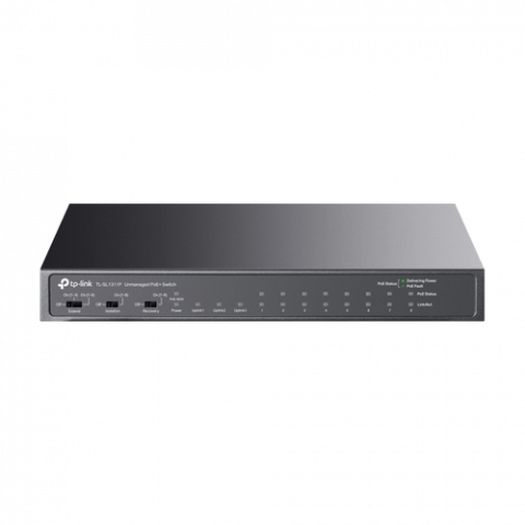 Switch-uri PoE - Switch 8 x RJ45 10/100 Mbps PoE, 2 x RJ45 1G, 1 x SFP 1G, Buget PoE 65W, Unmanaged - TP-Link TL-SL1311P