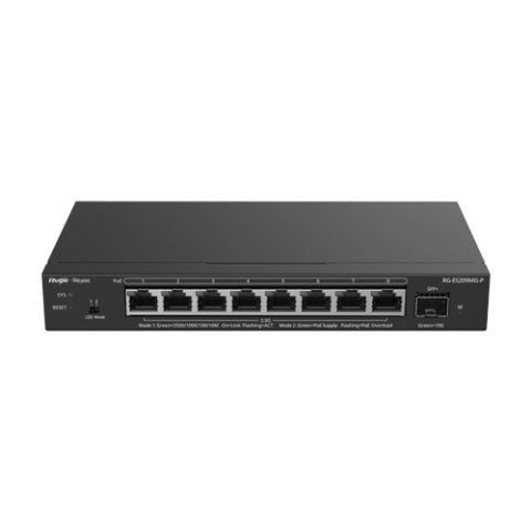 Retelistica - Switch 8 x RJ45 2.5G PoE, 1 x SFP+ 10G, Cloud Management - Ruijie Reyee RG-ES209MG-P