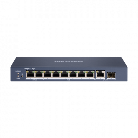 Switch-uri PoE - Switch 8 x RJ45 Gigabit PoE 802.3at/af/bt, 1 x RJ45 Gigabit Uplink, 1 x SFP Gigabit - HIKVISION DS-3E0510HP-E