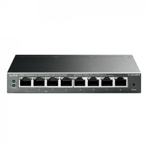 Switch-uri PoE - Switch Easy Smart, 4 porturi PoE RJ45 Gigabit, 4 porturi RJ45 Gigabit, Managed - TP-Link TL-SG108PE