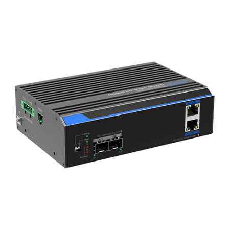 Retelistica - Switch industrial 2 porturi Gigabit HPoE, 2 porturi uplink SFP/RJ45 - UTEPO UTP7202GE-POE
