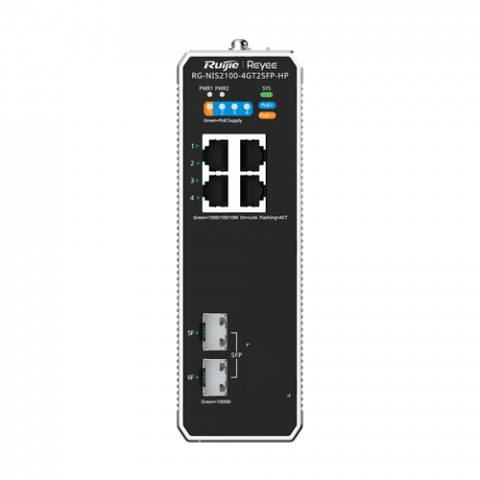 Switch industrial 3 x RJ45 1G PoE+, 1 x RJ45 1G PoE++, 2 x SFP, L2 Cloud Management - Ruijie RG-NIS2100-4GT2SFP-HP [2]