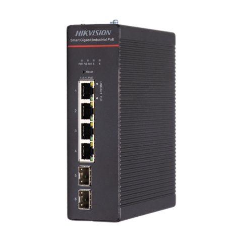 Retelistica - Switch industrial 4 x 1G PoE 802.3bt, 2 x SFP 1G, fara sursa, Management - HIKVISION DS-3T1506HP-SI-4P2F