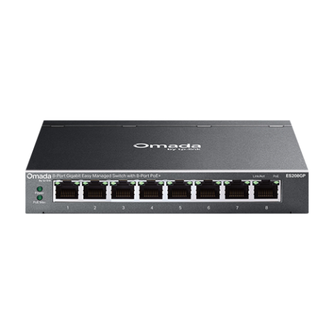 Switch L2, 8 x RJ45 1G PoE, Buget PoE 64W, Easy Managed - TP-Link Omada ES208GP [1]