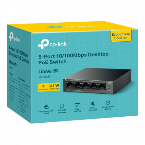Switch LiteWave, 5 porturi RJ45 10/100Mbps, 4xPoE+, Unmanaged - TP-Link LS105LP [2]