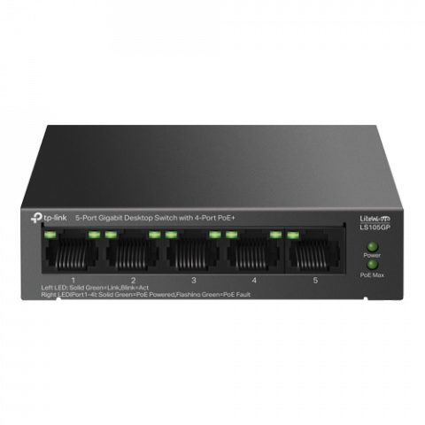 Switch-uri PoE - Switch LiteWave, 5 porturi RJ45 Gigabit, 4xPoE+, Unmanaged - TP-Link LS105GP
