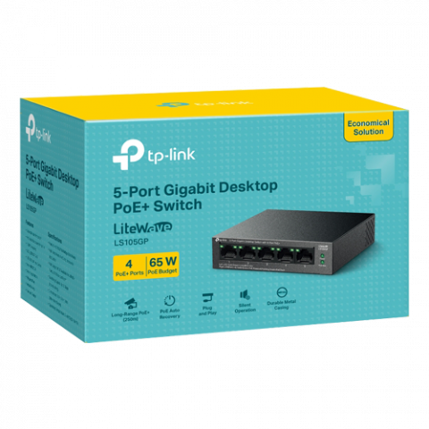 Switch LiteWave, 5 porturi RJ45 Gigabit, 4xPoE+, Unmanaged - TP-Link LS105GP [2]