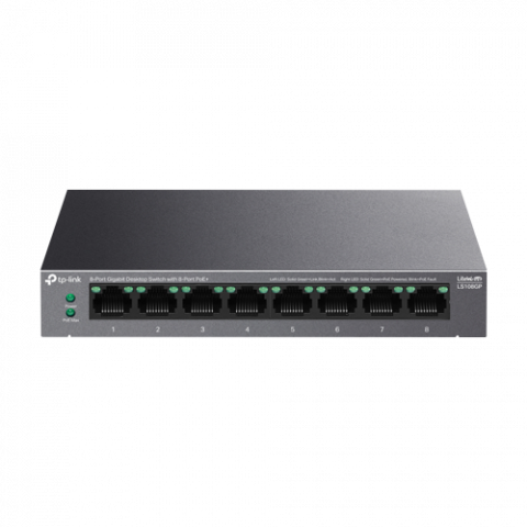 Switch-uri PoE - Switch LiteWave, 8 x RJ45 Gigabit PoE, Buget PoE 62W, Unmanaged - TP-Link LS108GP