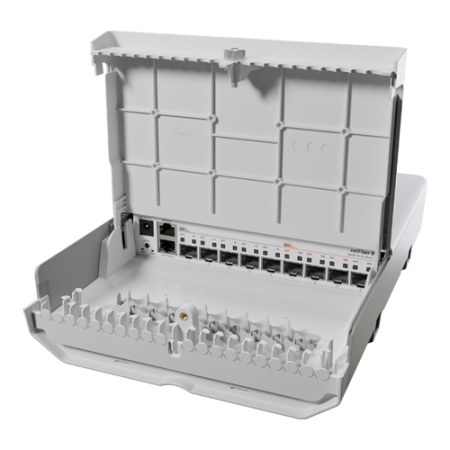 Solutii MikroTik - Switch netFiber 9, 4 x SFP+ 10G, 5 x SFP 1G, 1 x Gigabit (PoE-In), outdoor - MikroTik CRS310-1G-5S-4S+OUT