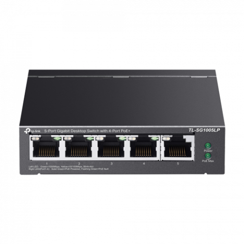 Switch-uri PoE - Switch TL-SG1005LP, 4 porturi PoE Gigabit, 1 port RJ45 Gigabit, Unmanaged - TP-Link TL-SG1005LP