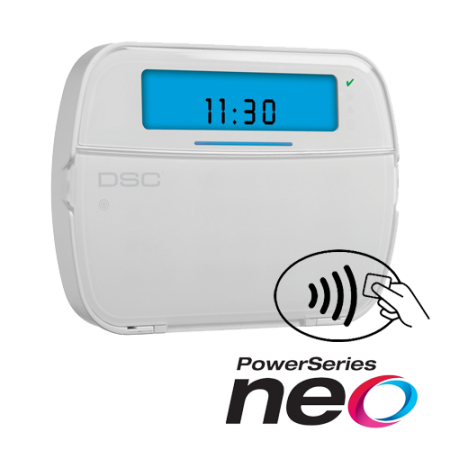 Tastaturi efractie - Tastatura LCD cu iconuri, modul wireless si cititor de proximitate, cablata, 128 zone, SERIA NEO - DSC NEO-HS2ICON-RFP