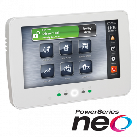 Tastaturi efractie - Tastatura touch screen color 7', 128 zone, cititor proximitate, SERIA NEO - DSC HS2TCHPEE1