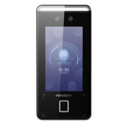 Control acces - Terminal standalone IP de control acces si pontaj cu recunoastere faciala, amprenta, Card si cod QR - HIKVISION DS-K1T341AMF-S