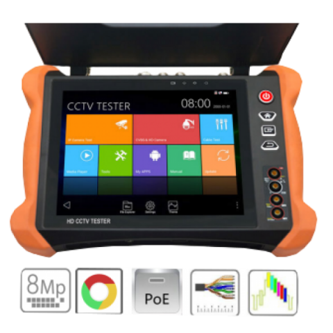 Testere CCTV - Tester CCTV profesional T9-MOVTADHS+ cu ecran de 8 inch, POE, OPM, VFL, TDR
