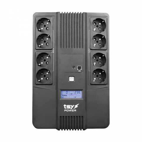 Accesorii Supraveghere - UPS TSY Power, 1000VA/600W, LCD, line interactive, 8 x Schuko TSY-D-1K0-LCD