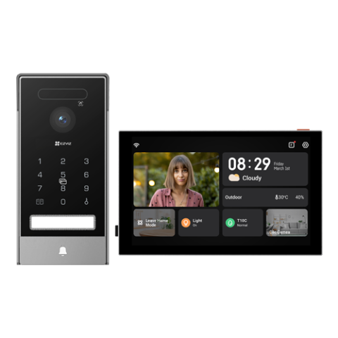 Interfonie audio video - Videointerfon 4K, recunoastere faciala, scanare biometrica a palmei, monitor 8', IR, Wi-Fi6 - EZVIZ CS-HP7(4K, Palm)