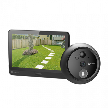 Kituri interfoane - Vizor electronic smart EZVIZ, Wi-Fi, FullHD 1080P, monitor 4.3 inch, acumulator 4600mAh, senzor miscare PIR, slot SDcard CS-HP4(2WPFBS)