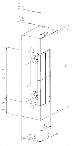 Yala electromagnetica de toc, consum redus, fail secure, memorie si deblocare mecanica, alimentare 12 Vcc - ASSA ABLOY E7AE-E4139 [1]