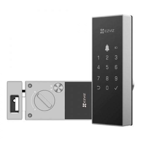 Yale inteligente - Yala inteligenta, Wi-Fi, sonerie incorporata, verificare status inchidere, alarma anti-furt, gri - EZVIZ CS-DL03(WP)-Grey