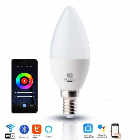 Surse de iluminat - Bec Led Lumanare RGB Smart-Wifi-Tuya-Bluetooth
