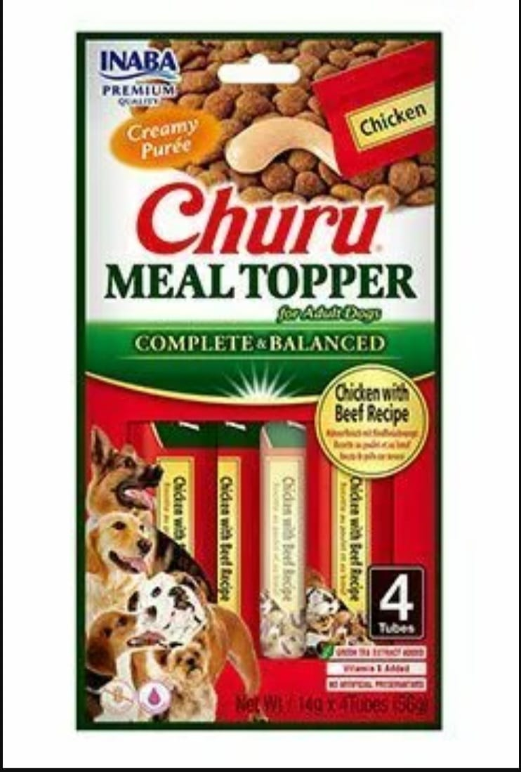 EUD904 Churu Meal Topper Recompense Cremoase pentru Caini Reteta cu Pui si Vita 4 buc [1]