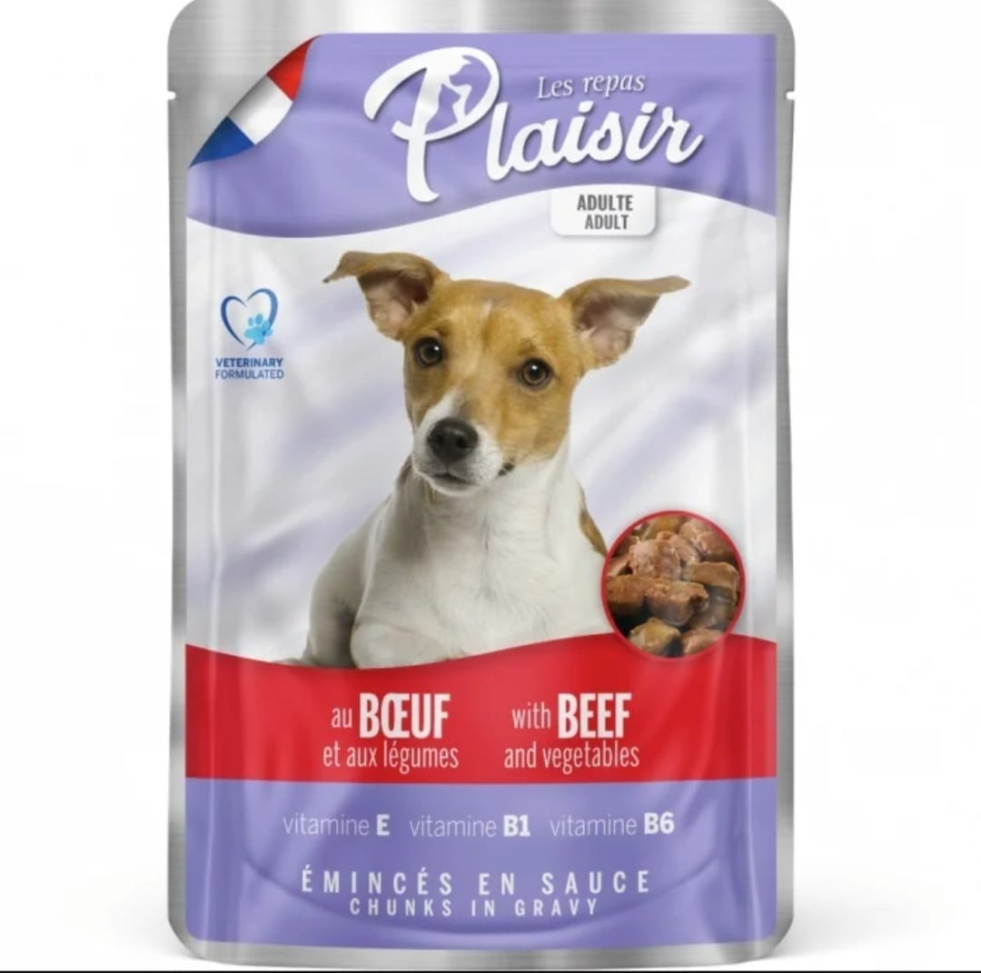 Hrana umeda pentru caini Plaisir - vita si legume 100g [1]