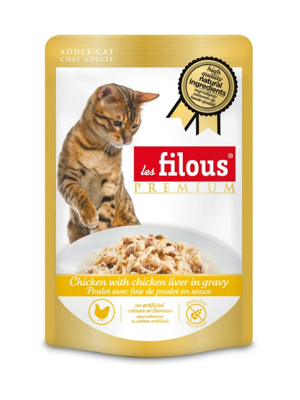 Hrana umeda pentru pisici Les Filous, Pui si ficat de pui in sos 80g [1]