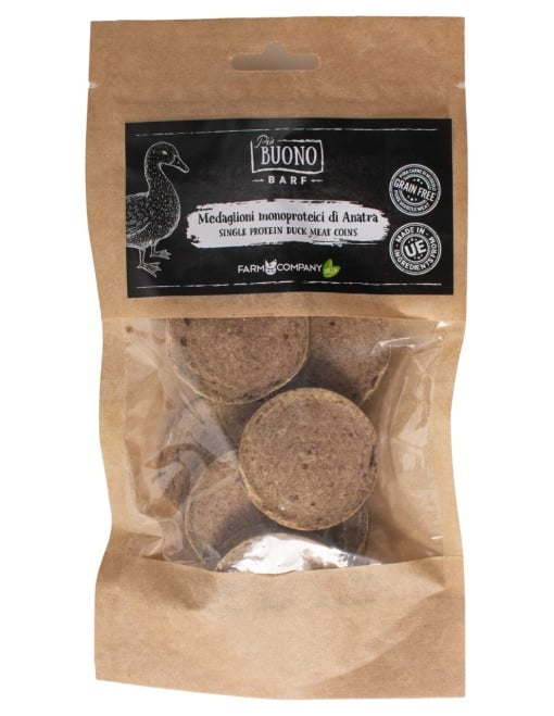 M-PIU145 Farm Company Recompense Caini - Piu Buono Duck Meat Coins Monoprotein 70g [1]