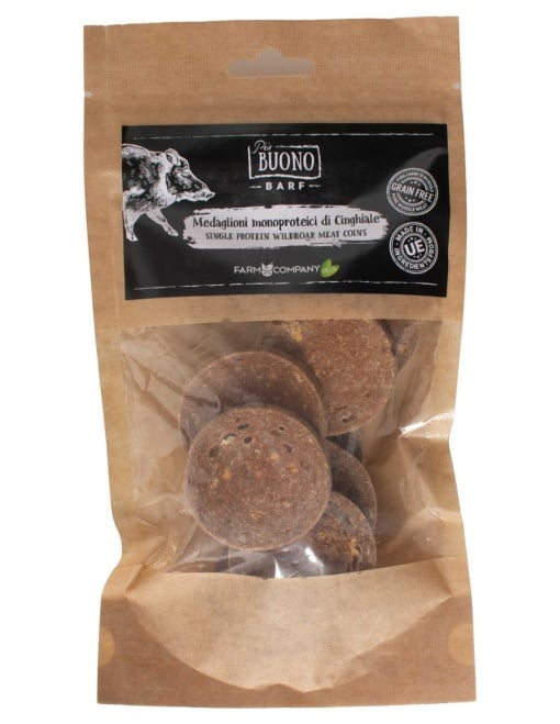 M-PIU147 Farm Company Recompense Caini - Piu Buono Wildboar Meat Coins Monoprotein 70g [1]