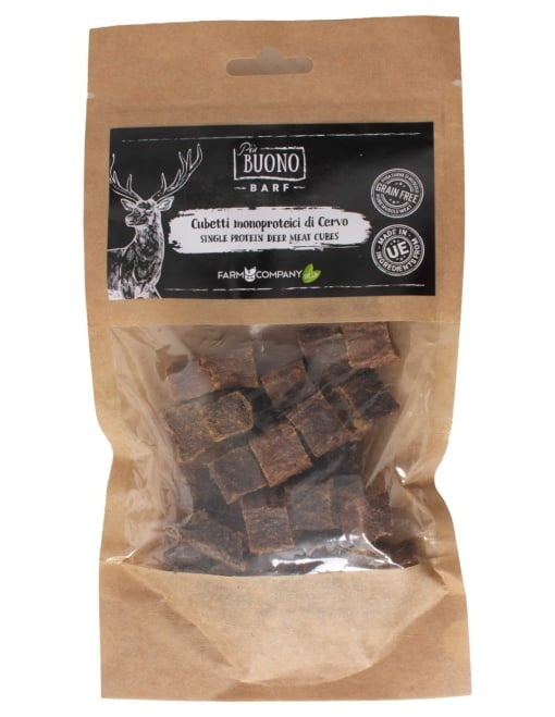 M-PIU153 Farm Company Recompense Caini - Piu Buono Deer Meat Cubes Monoprotein 70g [1]