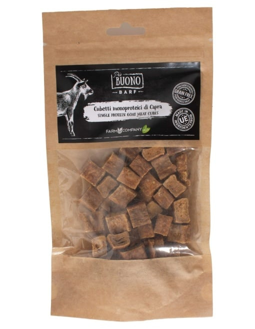 M-PIU154 Farm Company Recompense Caini - Piu Buono Goat Meat Cubes Monoprotein 70g [1]