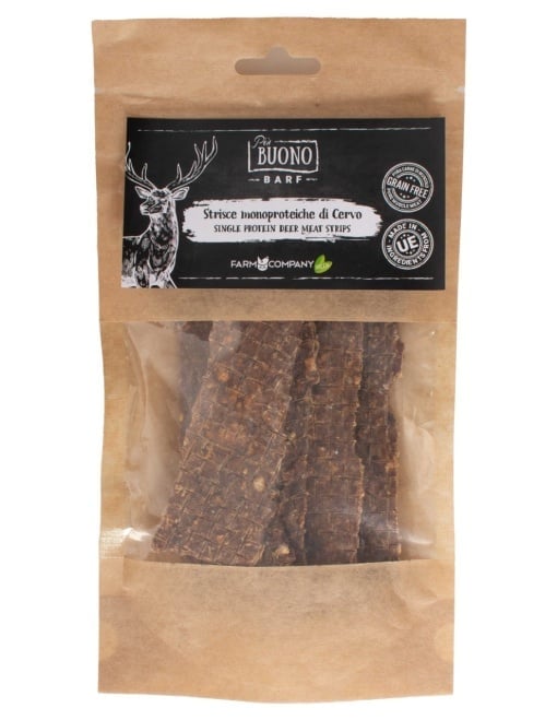 M-PIU159 Farm Company Recompense Caini - Piu Buono Goat Meat Strips Monoprotein 70g [1]