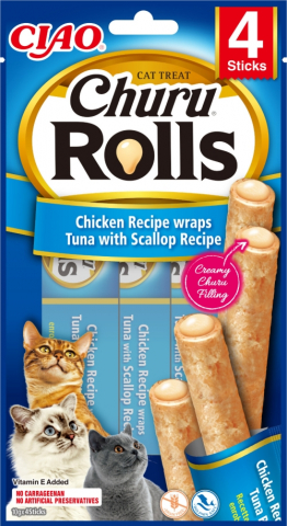 Recompense pisici - Cat Churu Rolls Chicken Recipe wraps Tuna with Scallop Recipe