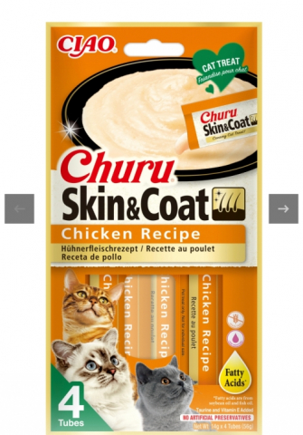 Recompense pisici - Churu Cat Skin & Coat Chicken 4P