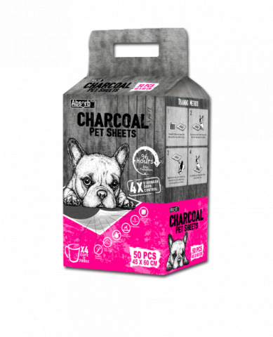 Produse Igiena si Ingrijire - Covorase Absorbante ABSORB PLUS CHARCOAL Medium 60x45cm, 96h, Pachet 50 Buc