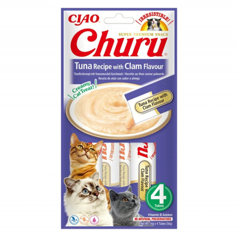 Recompense pisici - EU113 Churu Recompensa Cremoasa Reteta Ton cu aroma de scoici vongole