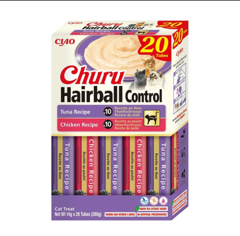 Recompense pisici - EU133 Churu Cat Varieties Hairball Recompense Cremoase cu Pui si Ton 20 Buc