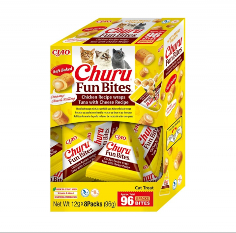 Recompense pisici - EU744 Churu Cat Fun Bites Reteta cu Pui, Ton si Branza