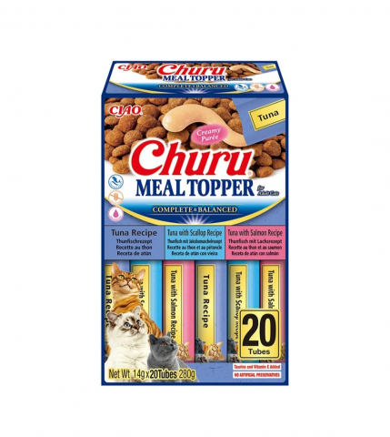 Recompense pisici - EU921 Churu Meal Topper Tuna Variety Recompensa Cremoasa Reteta cu Ton, Scoici si Somon