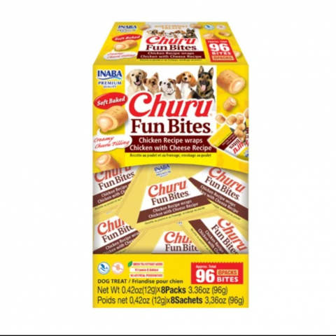 Recompense caini - EUD741 Churu Dog Fun Bites Recompense pentru Caini cu Pui si Branza