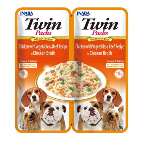 Hrana umeda - EUD802 Churu Dog Twin Pui cu Legume si Vita in Supa de Pui