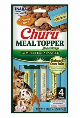 Recompense caini - EUD903 Churu Meal Topper Recompense Cremoase pentru Caini Reteta cu Pui si Branza 4 buc