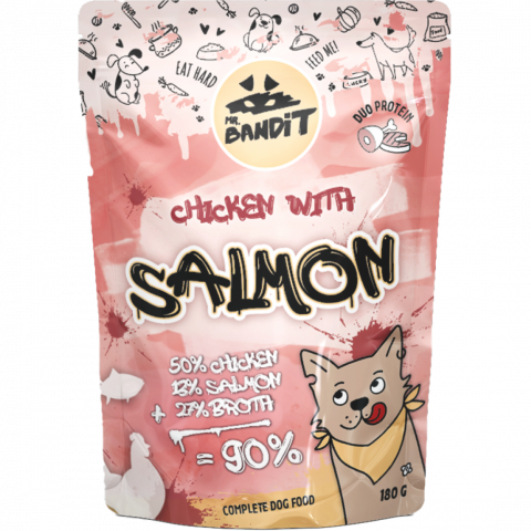 Hrana umeda - Hrana umeda pentru caini Mr. Bandit - Pui si Somon 180g